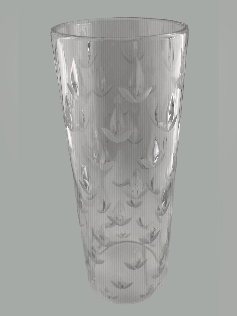Beautiful Etched Clear Glass Hurricane: 10.5” High; Approx 4” Wide; Thick Glass